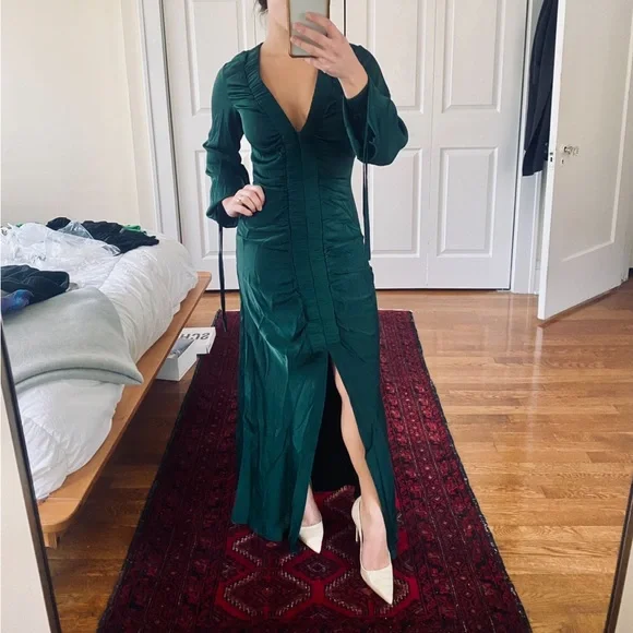 Nasty Gal | Dresses | Nasty Gal Size 4 Dark Green Maxi Long Sleeve Dress |  Poshmark